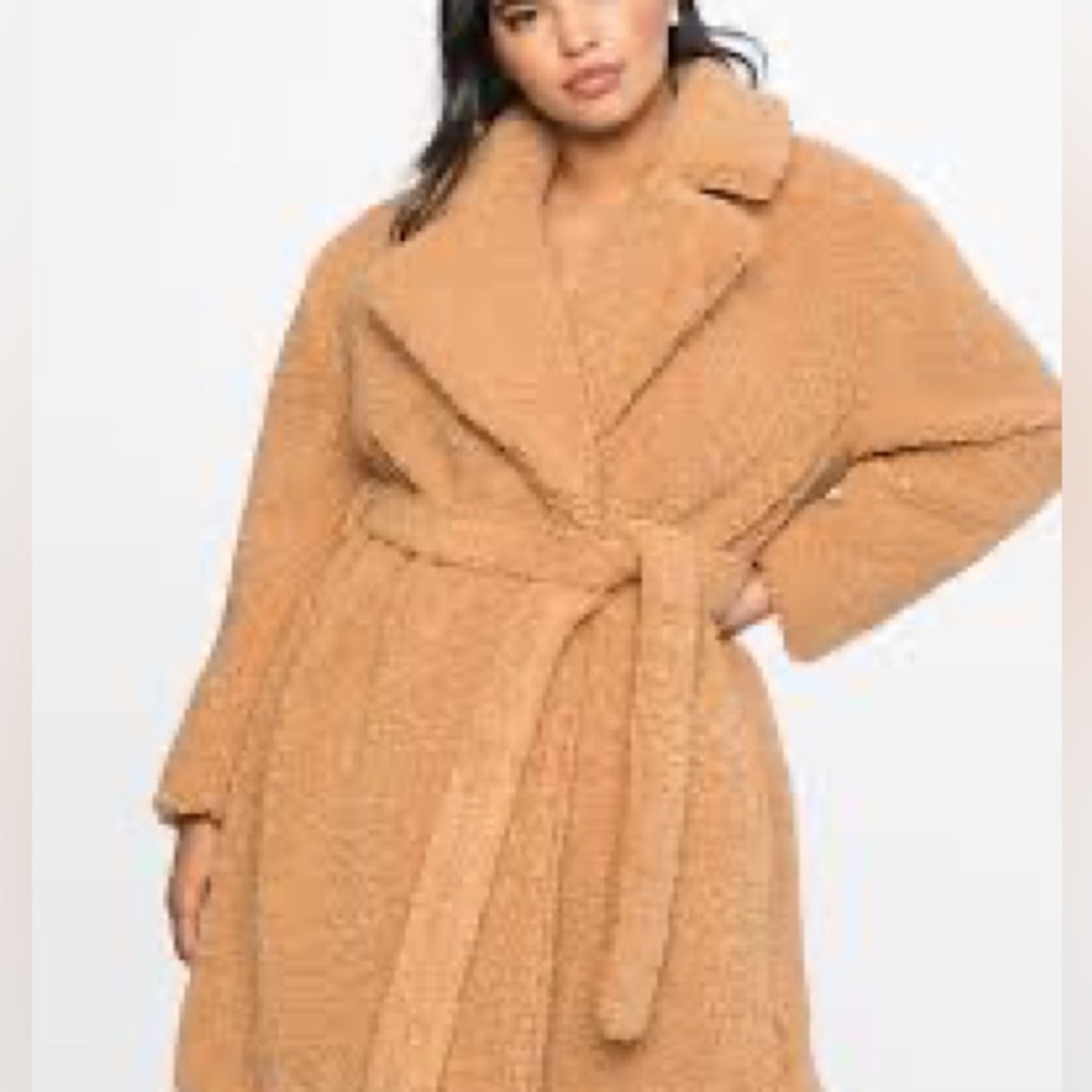 Eloquii | Teddy Bear Boucle Fuzzy Coat Jacket